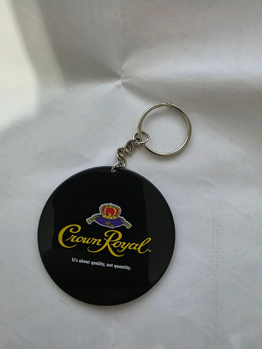 Vintage 90's Crown Royal Black Plastic Keychain with Sports Illustrated Logo